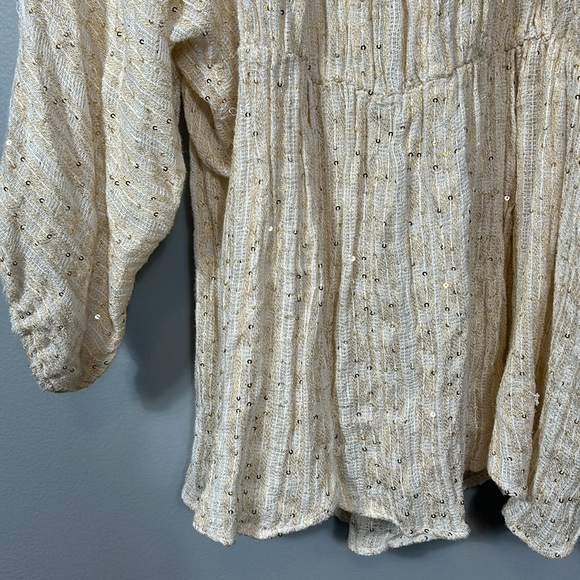 Free People Little Shine Ivory Sequined Tunic size Large - Picture 15 of 16